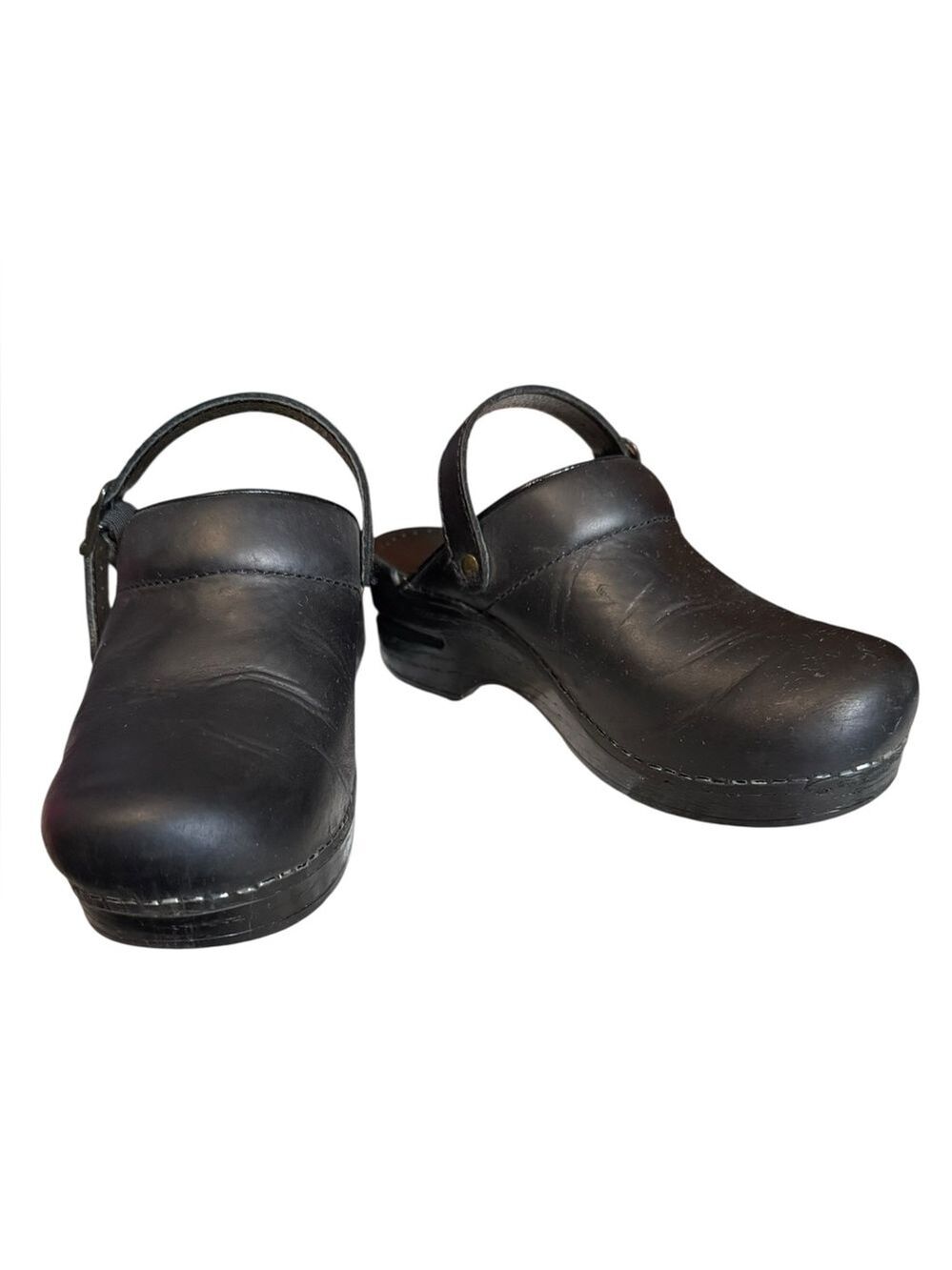 Dansko Black Leather Clogs Strap Comfort Shoes 36 US 6 - Picture 2 of 11